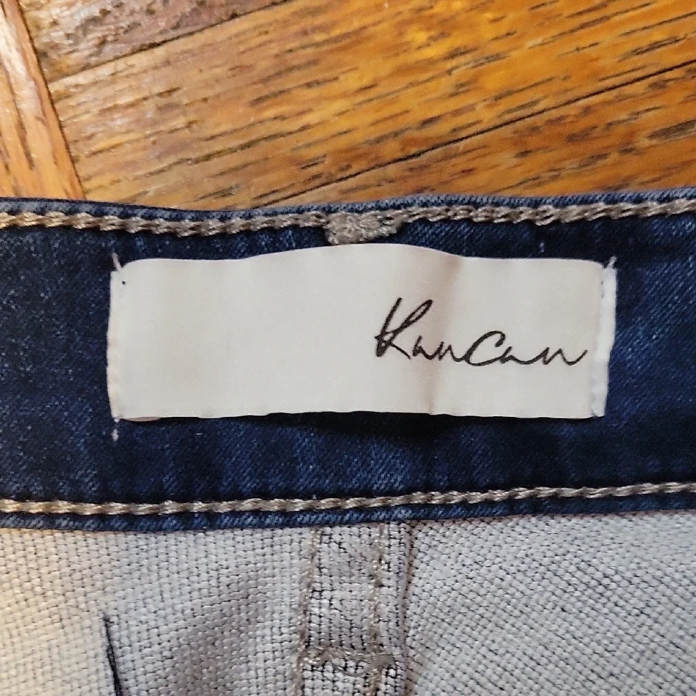 KanCan Bermuda Shorts Dark Wash Whiskering Size 25